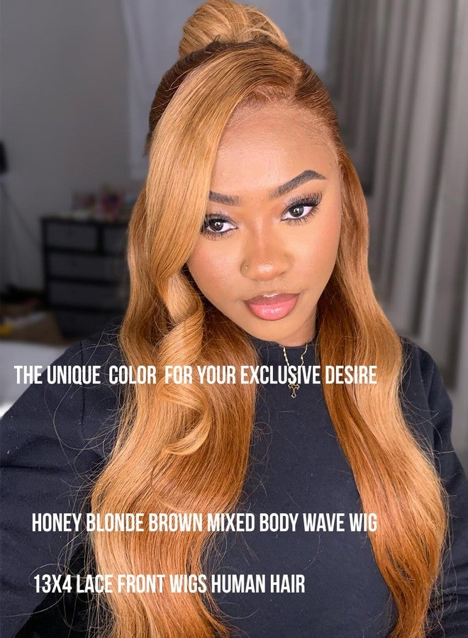 Domiso 24 Inch Honey Blonde 13X4 Lace Front Wigs Human Hair Glueless Wigs Human Hair Brown to Blonde New Body Wave Wigs Updated Twisted Wave Wear and Go Glueless Wigs with Elastic Band - Image 5